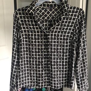 Formal shirt by Marks & Spencer London, size UK 12 or US 8-10, black and white